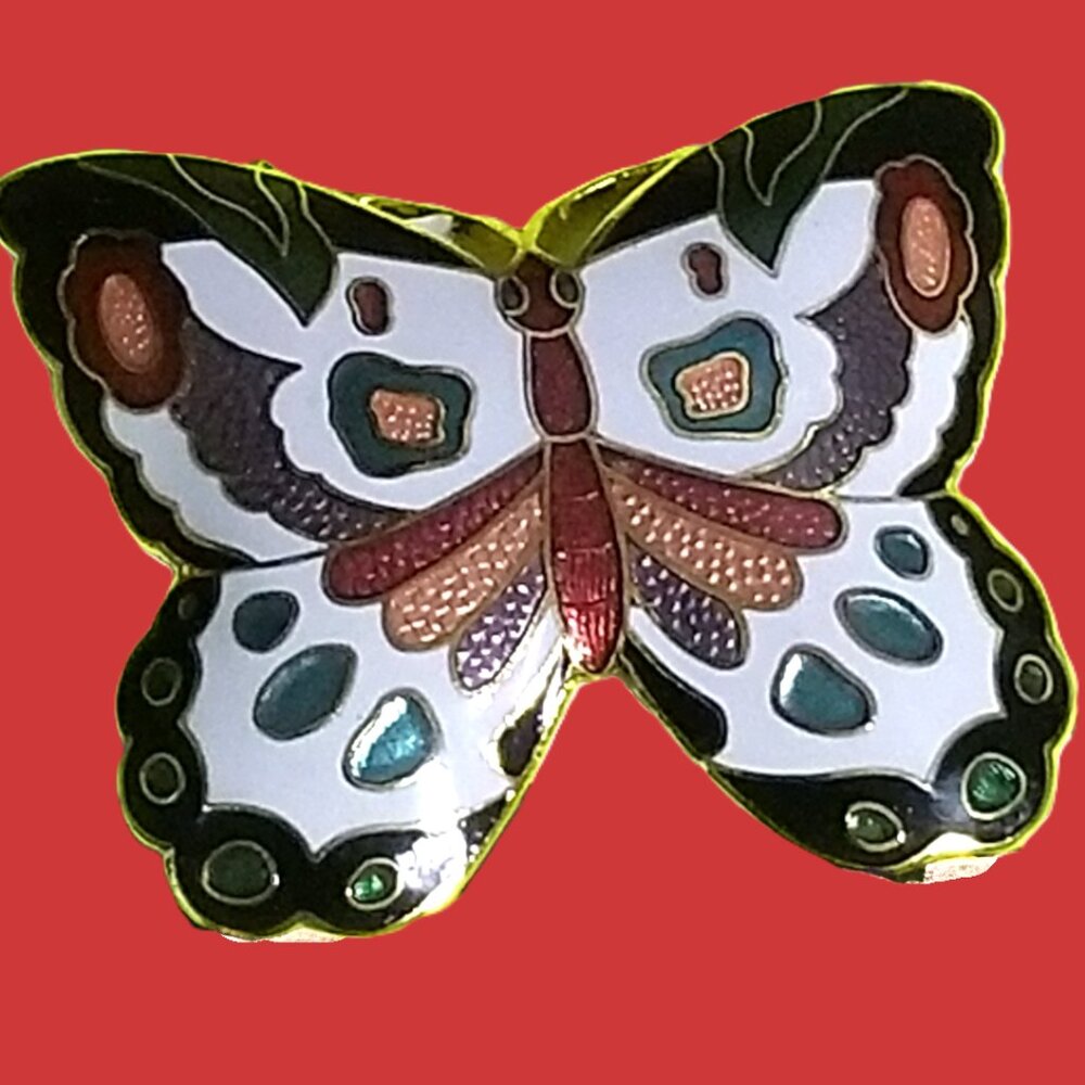 Cloisonné Enamel Butterfly Belt Buckle for Women by Charmant Beverly Hills CA - Picture 3 of 9